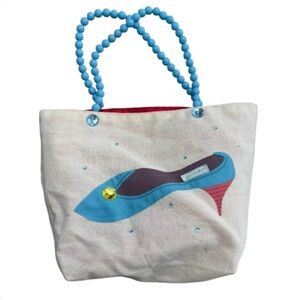 Papyrus Mini Tote Soft Canvas Linen Bag Beaded Shoe Gem 6"x3" Handbag Bag NEW